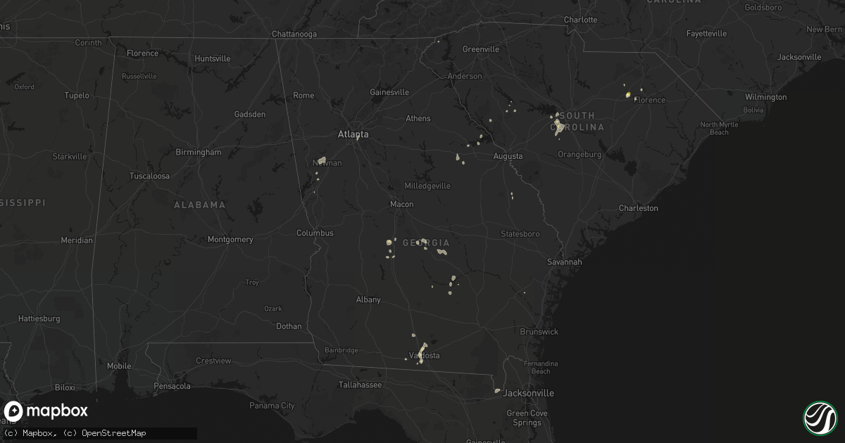 Hail map in Georgia on August 6, 2026