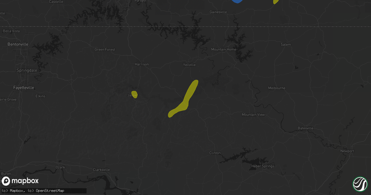 Hail map in Gilbert, AR on August 6, 2026