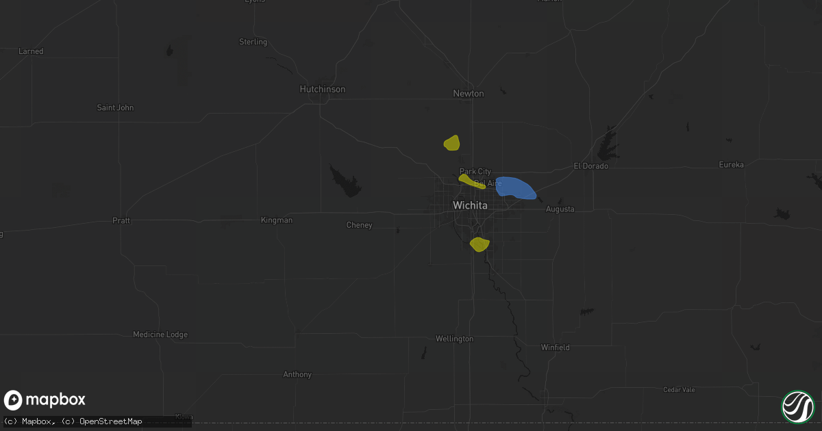 Hail map in Goddard, KS on August 6, 2026
