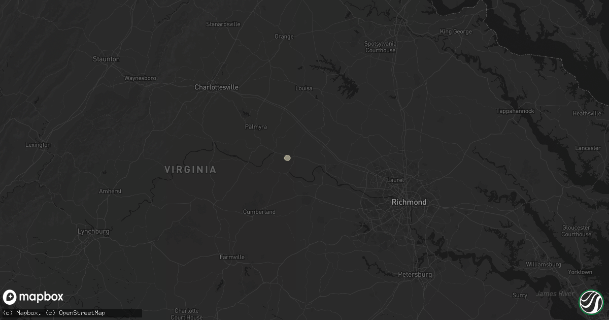 Hail map in Goochland, VA on August 6, 2026