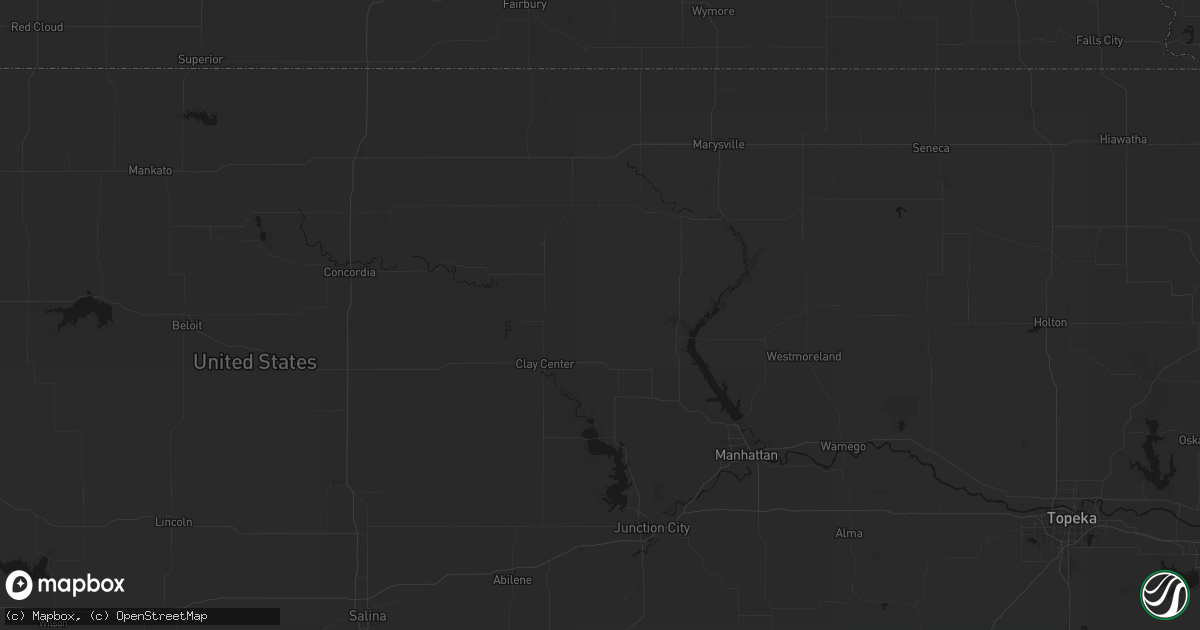 Hail map in Green, KS on August 6, 2026