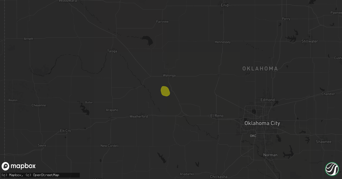 Hail map in Greenfield, OK on August 6, 2026