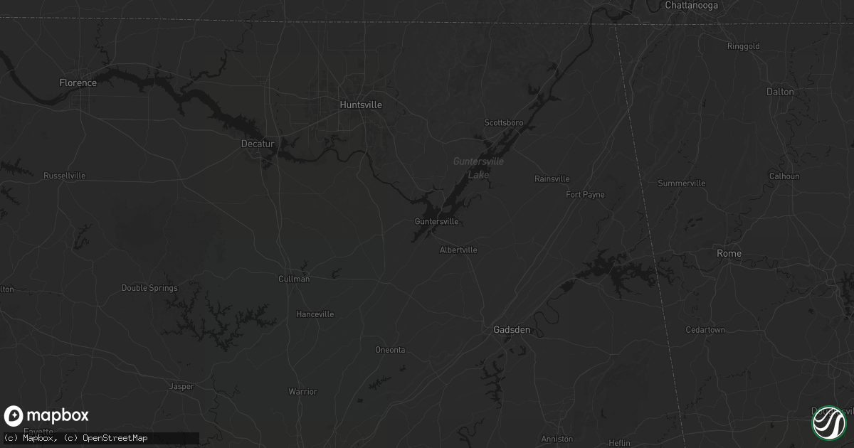 Hail map in Guntersville, AL on August 6, 2026
