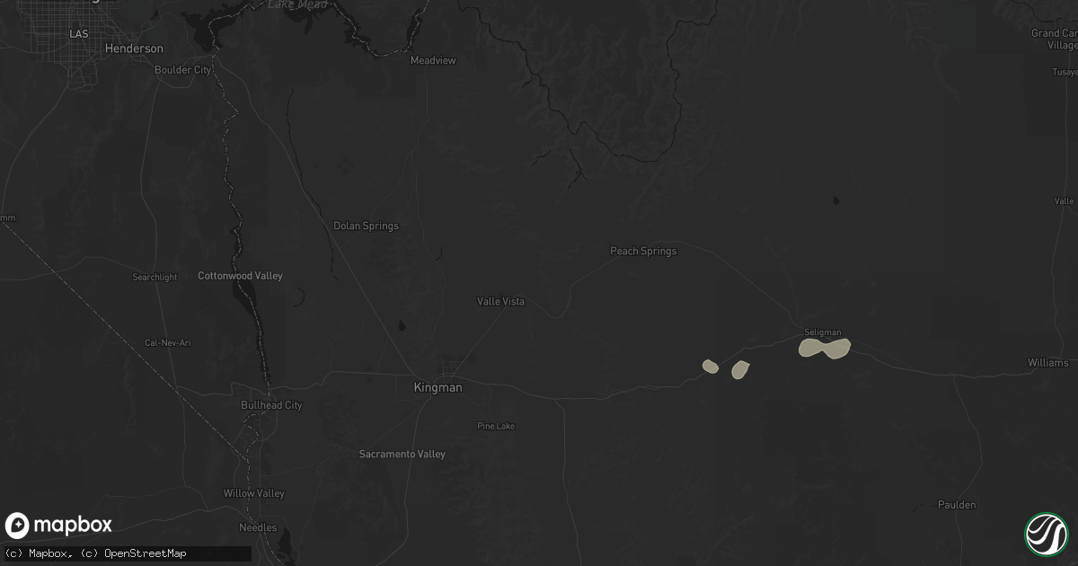 Hail map in Hackberry, AZ on August 6, 2026