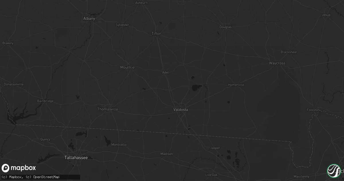Hail map in Hahira, GA on August 6, 2026