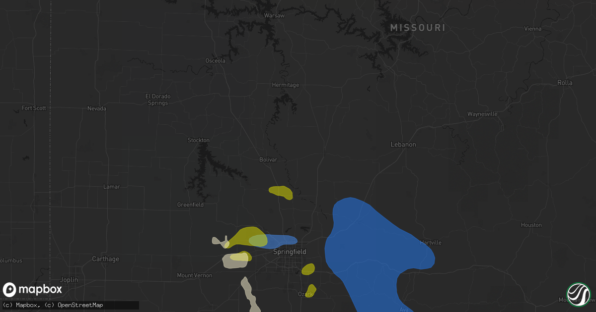 Hail map in Half Way, MO on August 6, 2026