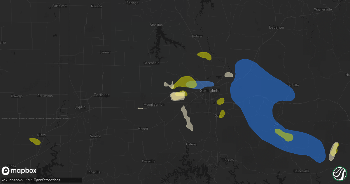 Hail map in Halltown, MO on August 6, 2026