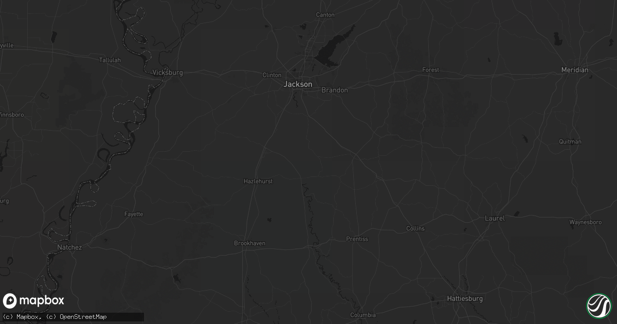 Hail map in Harrisville, MS on August 6, 2026