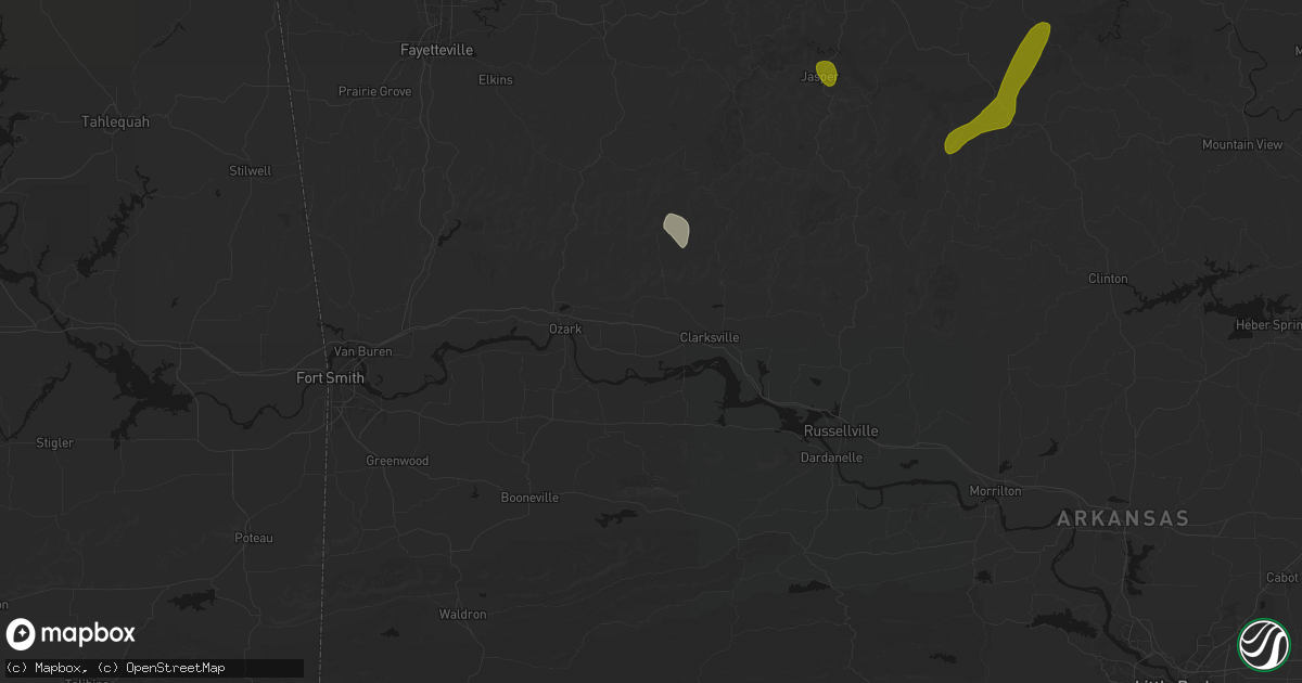 Hail map in Hartman, AR on August 6, 2026