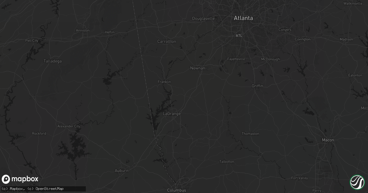 Hail map in Hogansville, GA on August 6, 2026