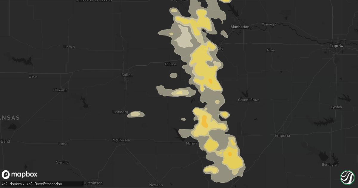 Hail map in Hope, KS on August 6, 2026