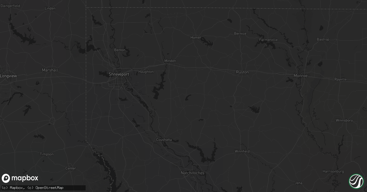 Hail map in Jamestown, LA on August 6, 2026