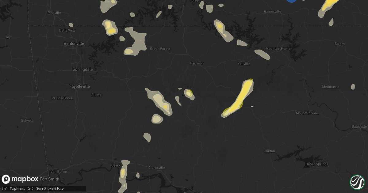 Hail map in Jasper, AR on August 6, 2026