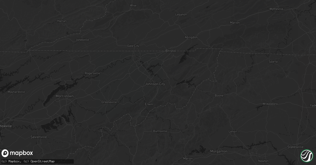 Hail map in Johnson City, TN on August 6, 2026