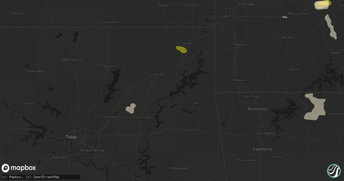 Hail map in Ketchum, OK on August 6, 2026