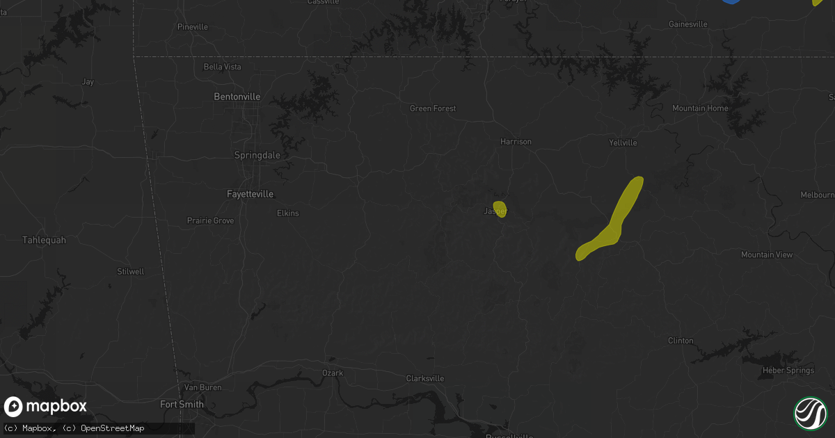 Hail map in Kingston, AR on August 6, 2026