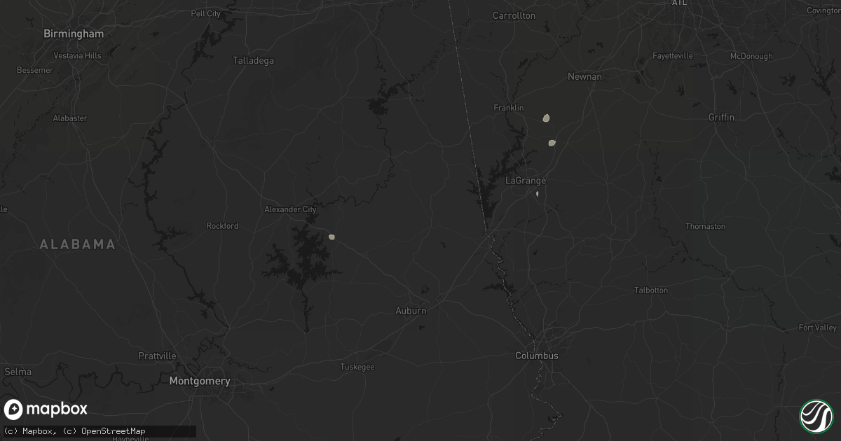 Hail map in Lafayette, AL on August 6, 2026