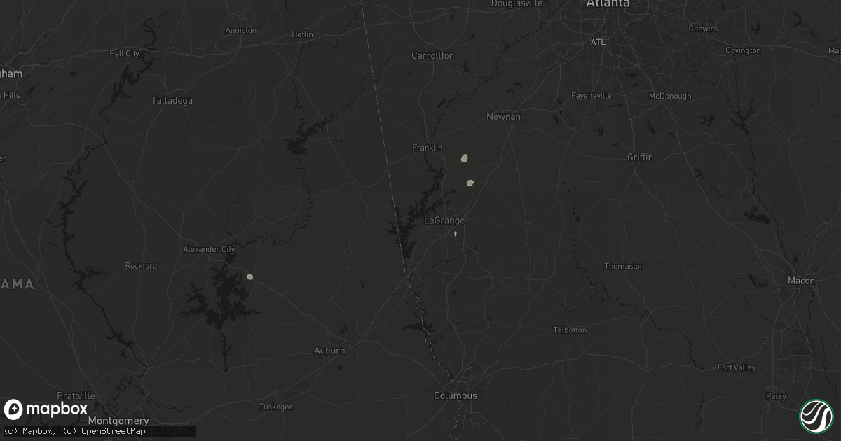 Hail map in Lagrange, GA on August 6, 2026