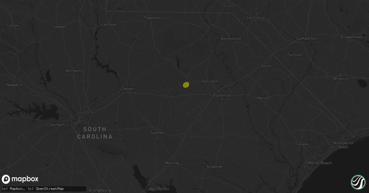 Hail map in Lamar, SC on August 6, 2026