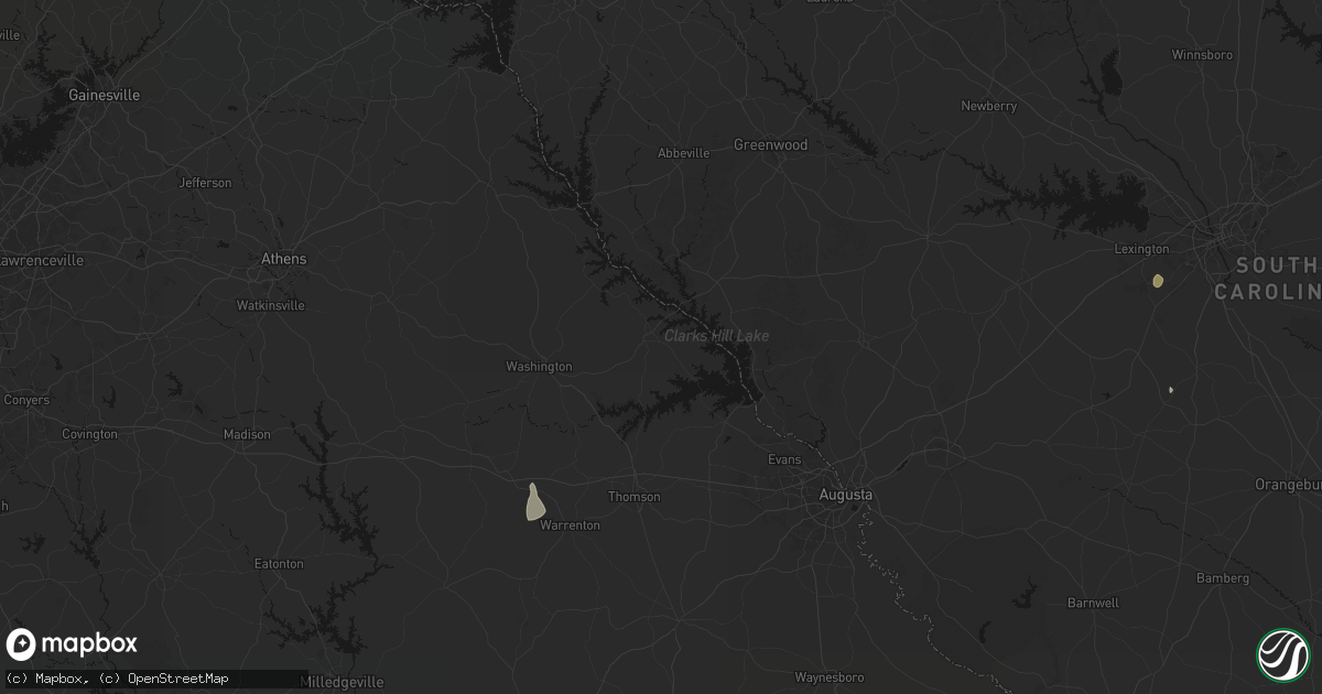 Hail map in Lincolnton, GA on August 6, 2026