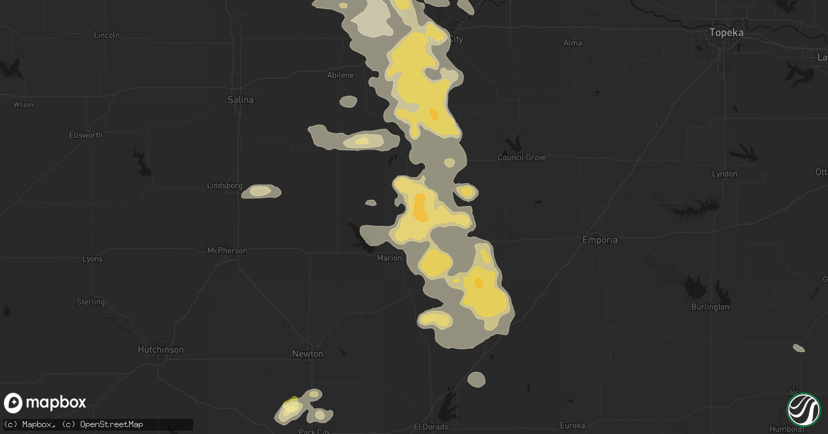 Hail map in Lincolnville, KS on August 6, 2026