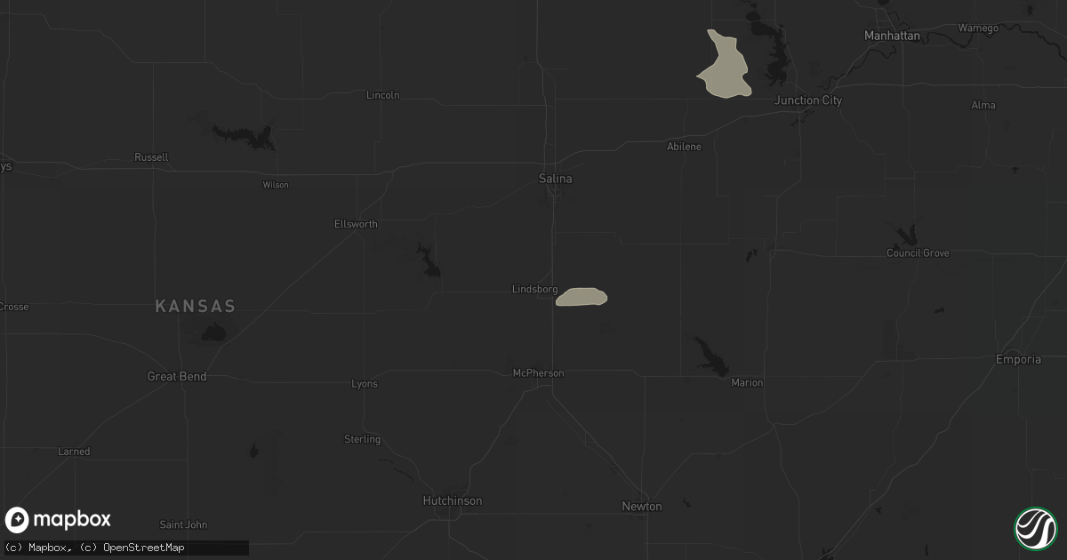 Hail map in Lindsborg, KS on August 6, 2026