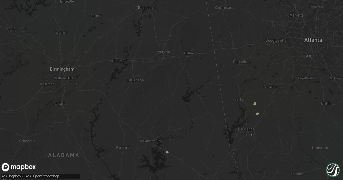 Hail map in Lineville, AL on August 6, 2026