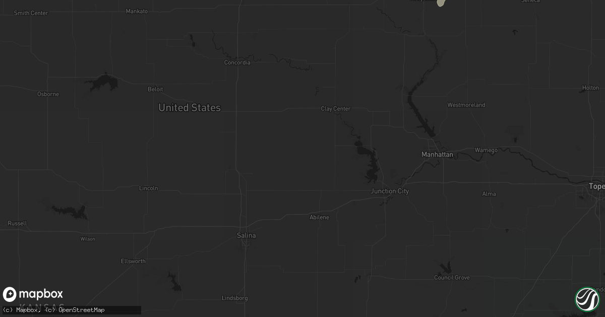 Hail map in Longford, KS on August 6, 2026