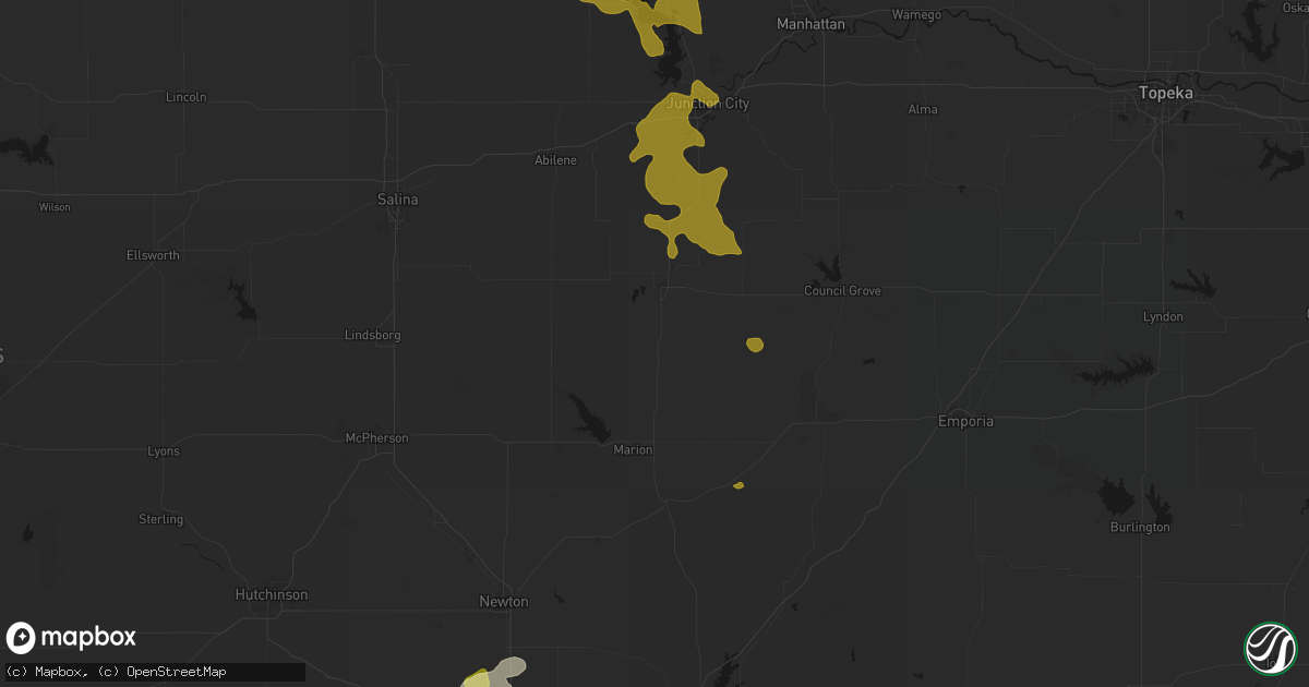 Hail map in Lost Springs, KS on August 6, 2026