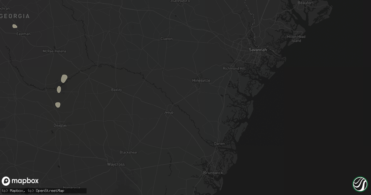 Hail map in Ludowici, GA on August 6, 2026