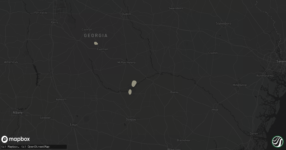 Hail map in Lumber City, GA on August 6, 2026