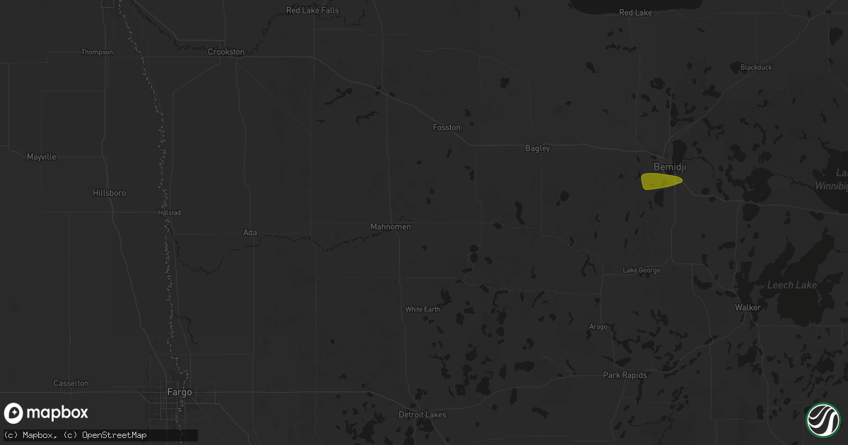 Hail map in Mahnomen, MN on August 6, 2026