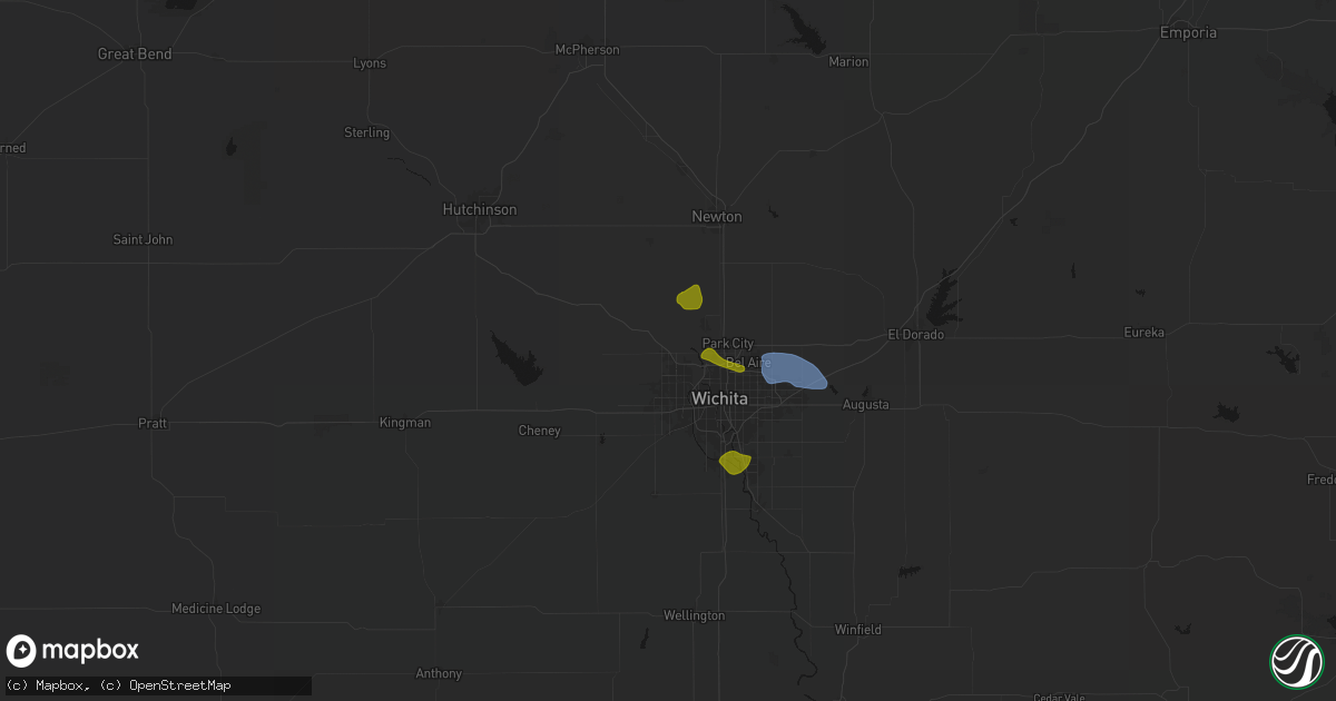 Hail map in Maize, KS on August 6, 2026