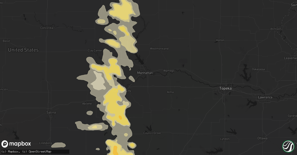 Hail map in Manhattan, KS on August 6, 2026