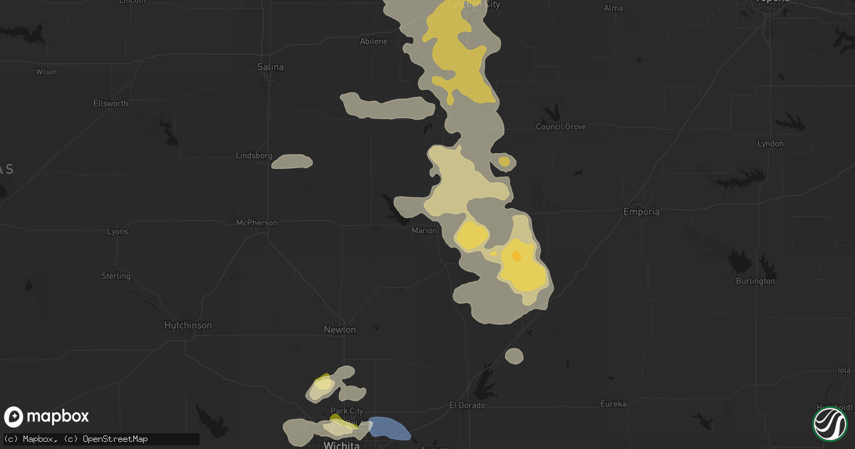 Hail map in Marion, KS on August 6, 2026