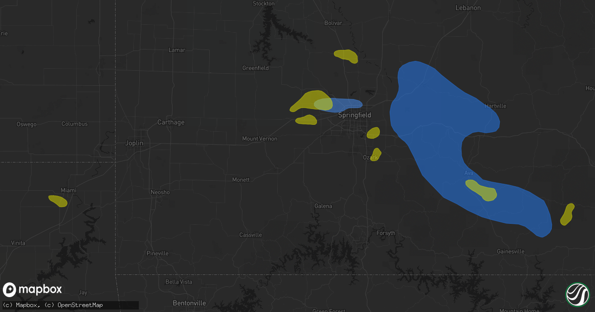 Hail map in Marionville, MO on August 6, 2026