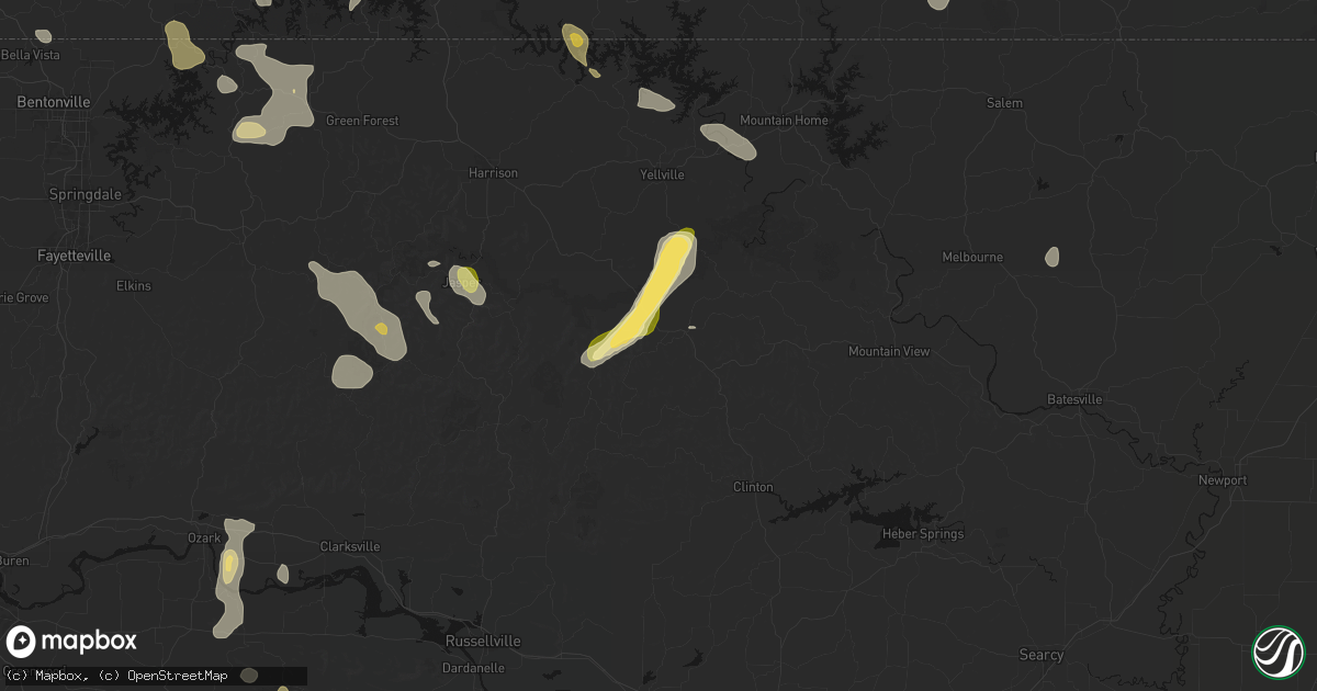 Hail map in Marshall, AR on August 6, 2026