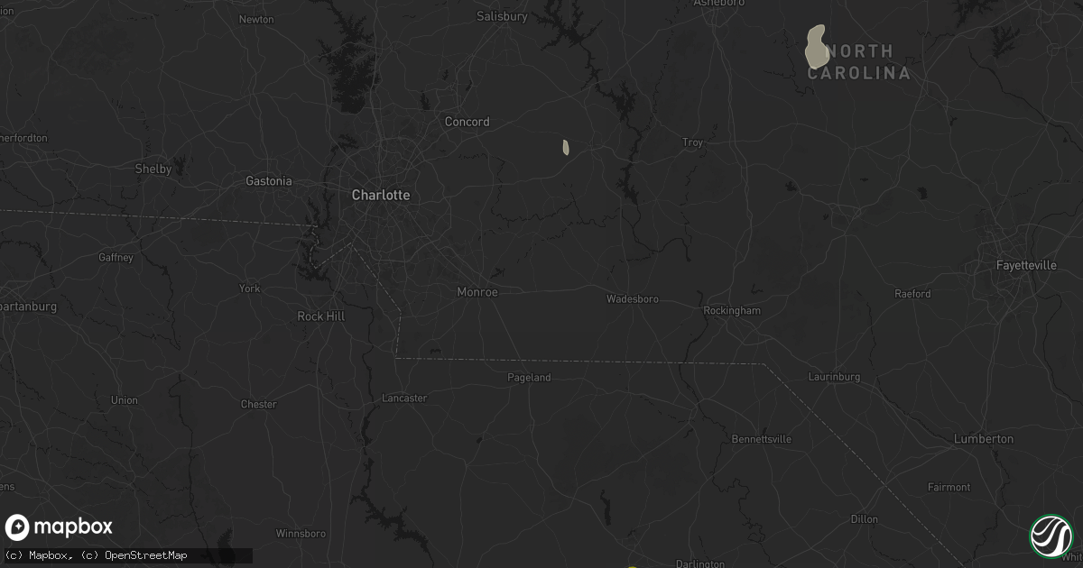 Hail map in Marshville, NC on August 6, 2026