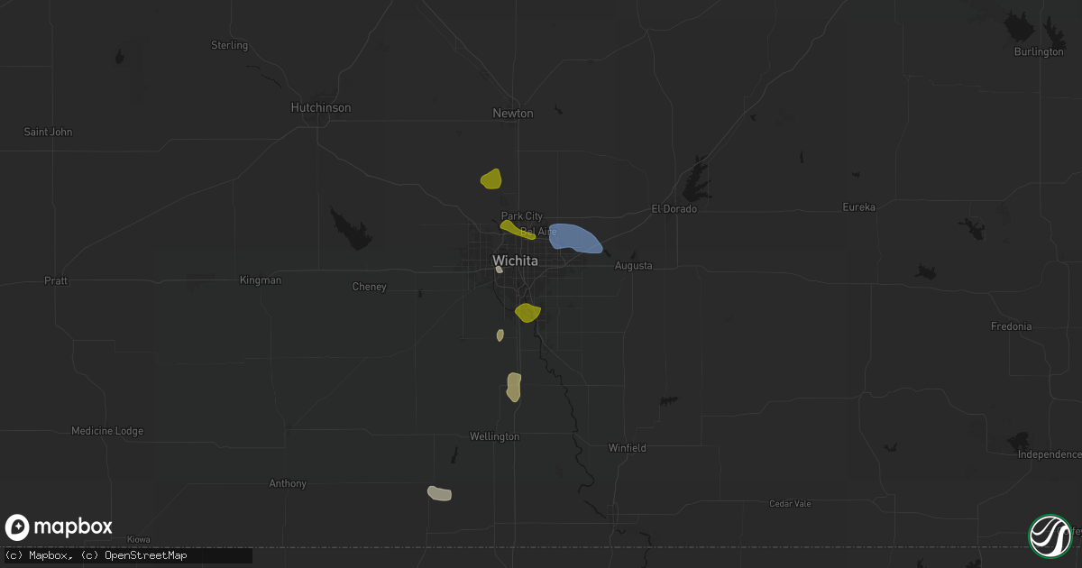 Hail map in Mcconnell Afb, KS on August 6, 2026