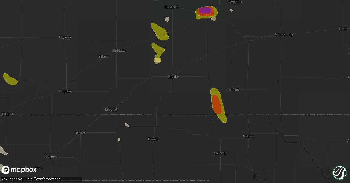 Hail map in Meade, KS on August 6, 2026