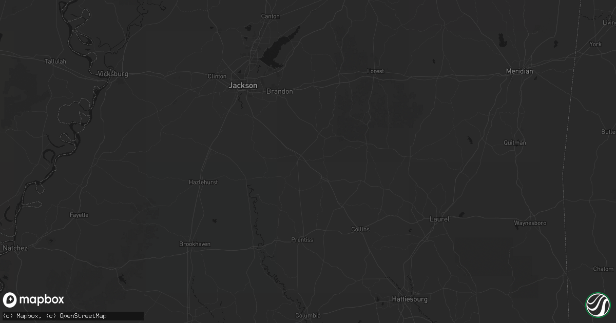 Hail map in Mendenhall, MS on August 6, 2026