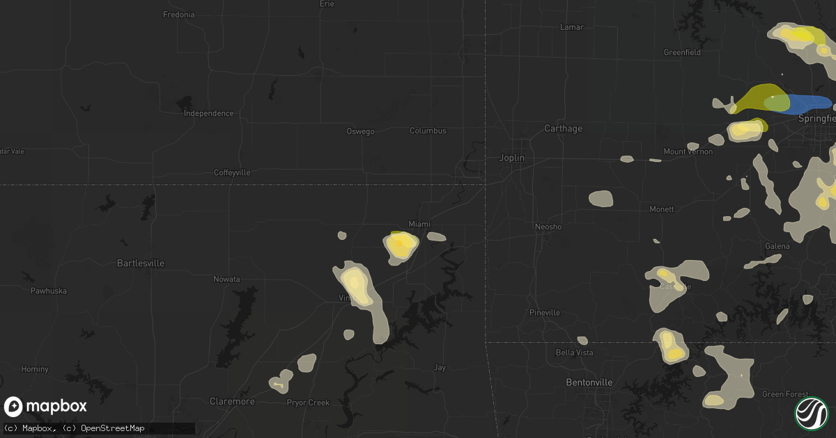 Hail map in Miami, OK on August 6, 2026