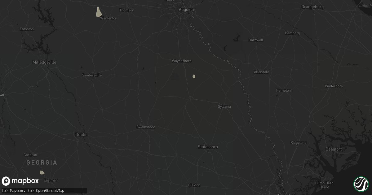 Hail map in Millen, GA on August 6, 2026
