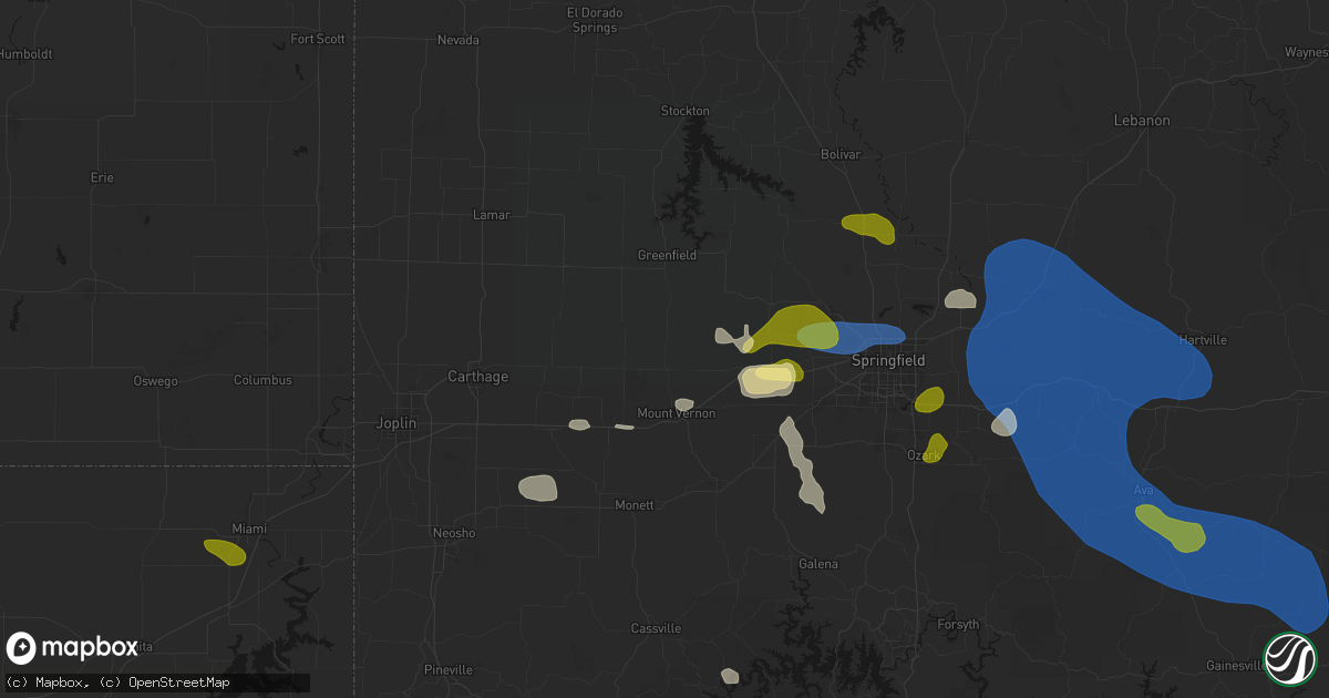 Hail map in Miller, MO on August 6, 2026