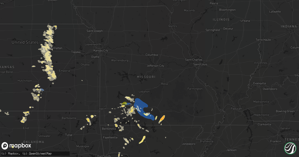 Hail map in Missouri on August 6, 2026