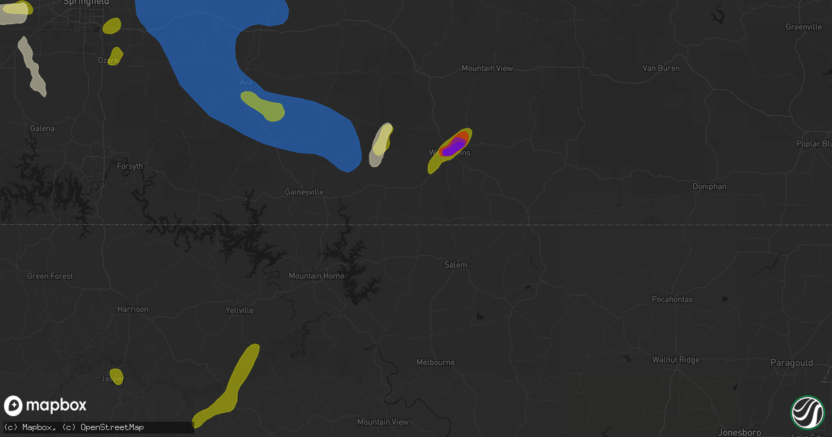 Hail map in Moody, MO on August 6, 2026