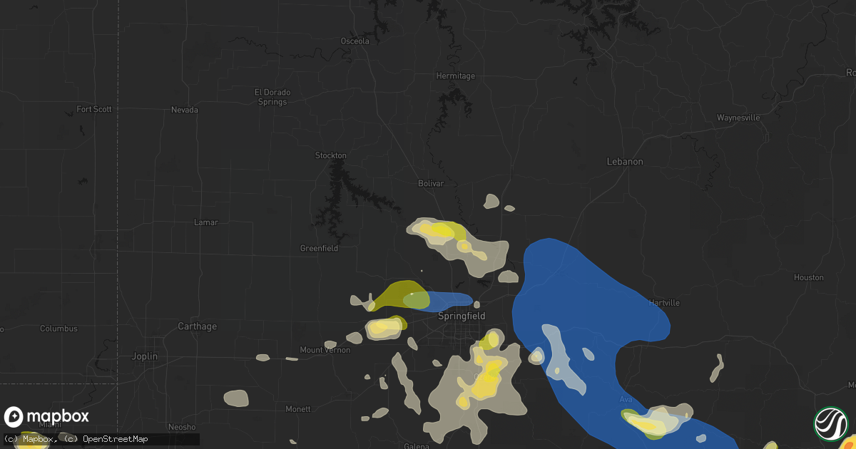 Hail map in Morrisville, MO on August 6, 2026