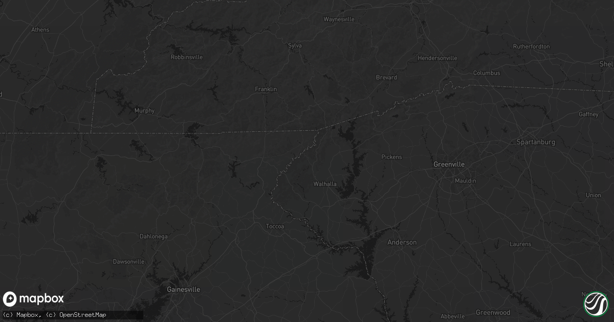 Hail map in Mountain Rest, SC on August 6, 2026