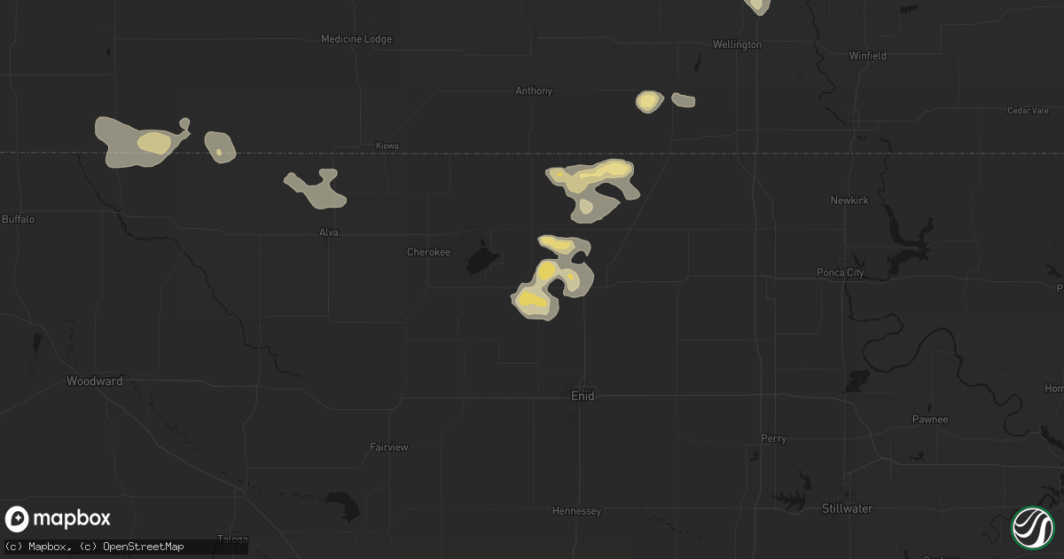 Hail map in Nash, OK on August 6, 2026
