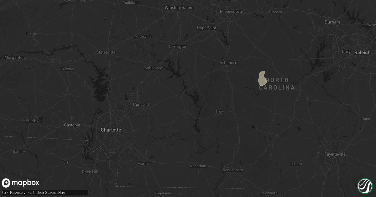 Hail map in New London, NC on August 6, 2026